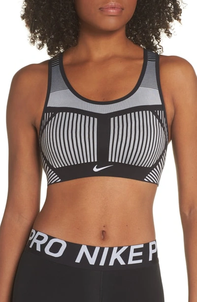 Nike Fe/nom Flyknit Racerback Sports Bra In Black/ Pure Platinum