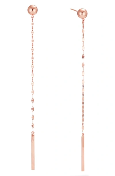 Lana 14k Gold Bead & Linear Chain Earrings In Rose Gold
