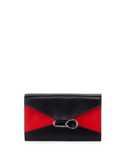 Alexander Mcqueen Mini Pin Two-tone Leather Shoulder Bag In Black/red