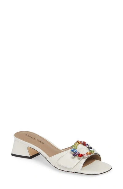 Donald J Pliner Bate Jeweled-buckle Leather Sandals In Ivory Leather