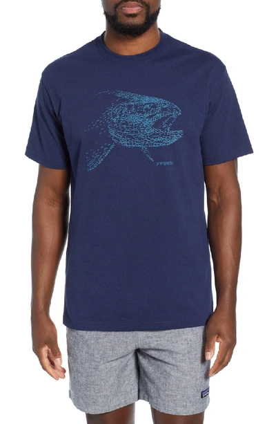 Patagonia Hooked Head Responsibili-tee T-shirt In Classic Navy/ Trout