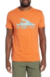 Patagonia Flying Fish Regular Fit Organic Cotton T-shirt In Sunset Orange/ Rain Ferns