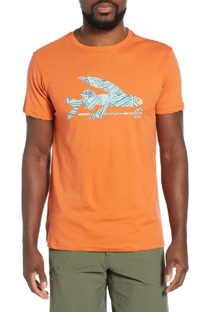 Patagonia Flying Fish Regular Fit Organic Cotton T-shirt In Sunset Orange/ Rain Ferns