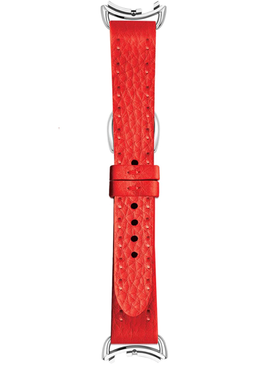Fendi Selleria Black Leather Watch Strap, 18mm In Red