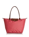 Longchamp Le Pliage Large Nylon Shoulder Tote In Flower Pink/gold