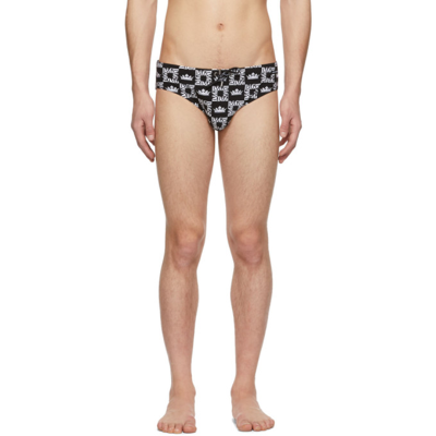 Dolce & Gabbana Dolce And Gabbana Black Dg Crown Swim Briefs In Hny47 Black