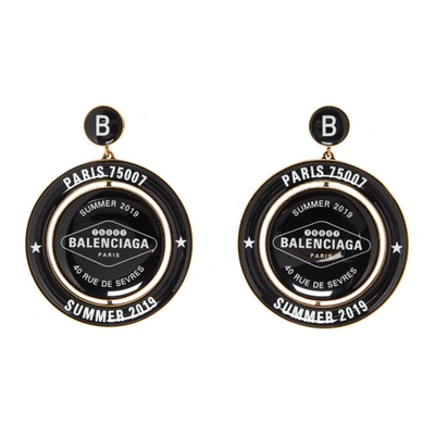 Balenciaga Casino Logo-print Drop Earrings In Black