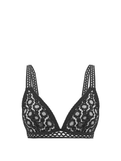 Stella Mccartney Mia Remembering Floral-lace Soft-cup Bra In Black