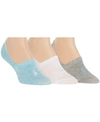 Polo Ralph Lauren Women's 3 Pack Flat Knit Sneaker Liner Socks In Aqua