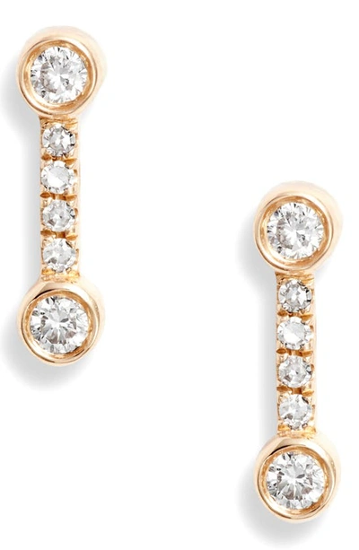 Ef Collection Bezel Diamond Stud Earrings In Yellow Gold/ Diamond
