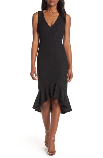 Vince Camuto High/low Flounce Hem Cocktail Dress In Black