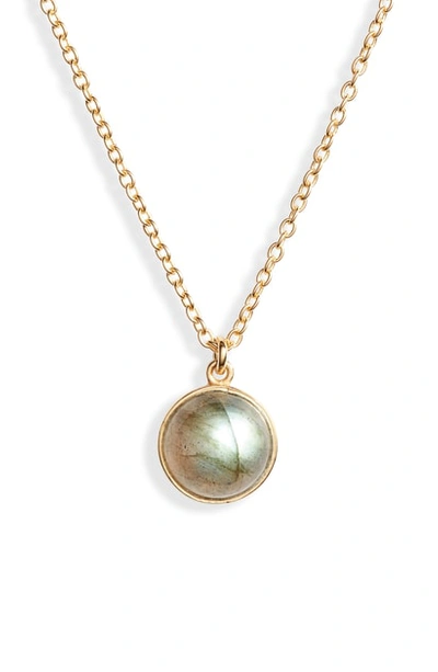 Argento Vivo Semiprecious Stone Pendant Necklace In Labradorite/ Gold