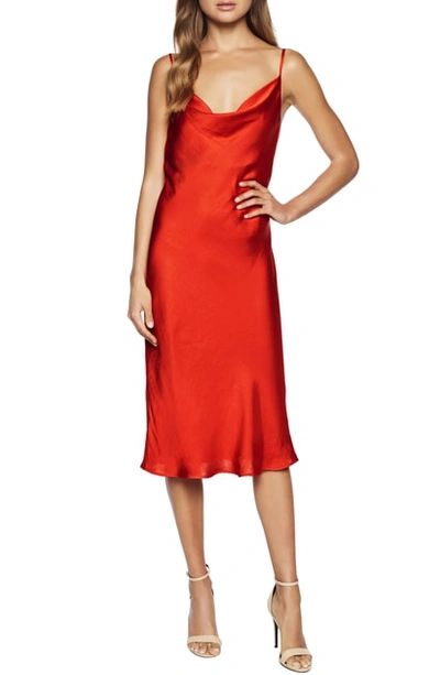 Bardot Satin Cocktail Slipdress In Fire Red