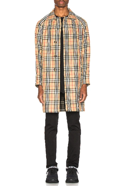 Burberry Check Nylon Carcoat In Archive Beige