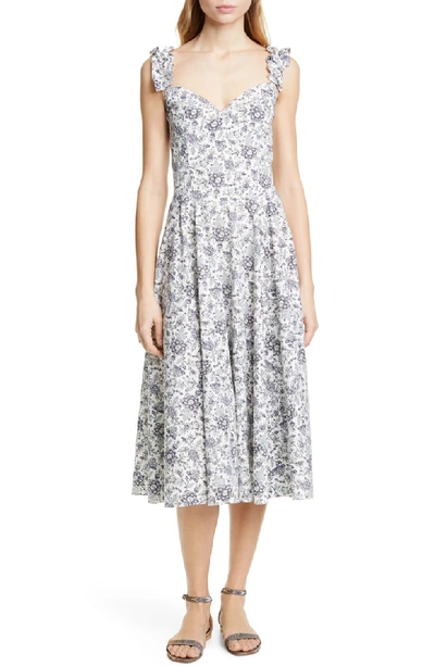 Rebecca Taylor Provencal Floral Cotton Dress In Pearl Combo