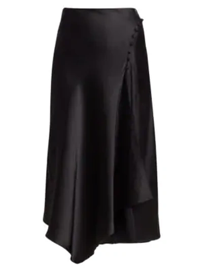 Jonathan Simkhai Sateen Lingerie Lace-front Skirt In Black