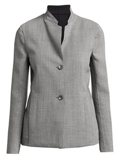 Akris Adissa Wool-blend Jacket In Grey / Black