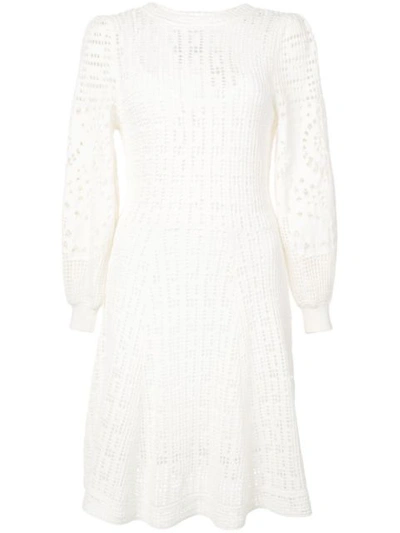 A.l.c Sofia Long-sleeve Crochet Fit-&-flare Dress In White