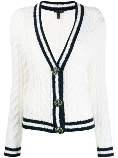 Escada Soros Cable Knit Jewel Button Cardigan In Natural
