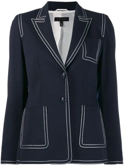 Escada Begastut Embroidered Trim Two-button Blazer In Navy