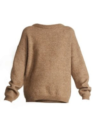 Acne Studios Mohair-blend Crewneck Sweater In Caramel Brown