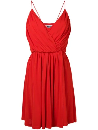 Msgm Spaghetti Straps Dress In Red