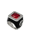 Gucci Ring With Stone And Crystals In Red