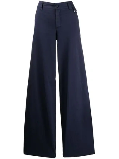 Red Valentino Wide-leg Flared Trousers In 648 Oceano
