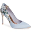 Ted Baker Women's Izbelip Floral Pointed-toe Pumps In Blue Graceful Fabric