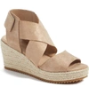 Eileen Fisher Willow Starry Suede Wedge Espadrille Sandals In Light Gold Starry Leather