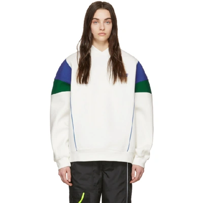 Ader Error Ssense Exclusive White And Blue Ascc Colorblock Sleeve Sweatshirt In Whte White