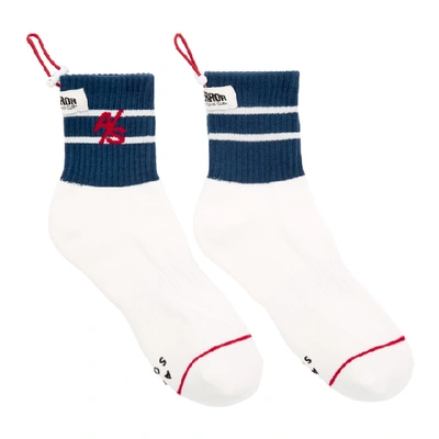Ader Error Ssense Exclusive White And Blue Drawstring Socks In Whte