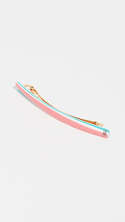 Alexandre De Paris Thin Stripe Barrette In Rose