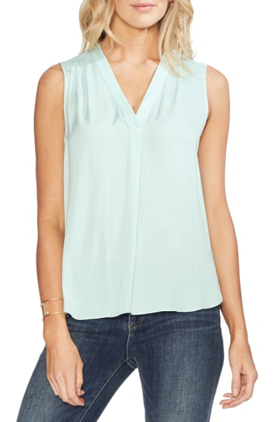 Vince Camuto Rumpled Satin Blouse In Light Sea Glass