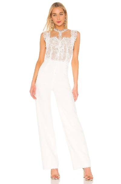 Bronx And Banco Charlotte Lace-bodice Jumpsuit In White