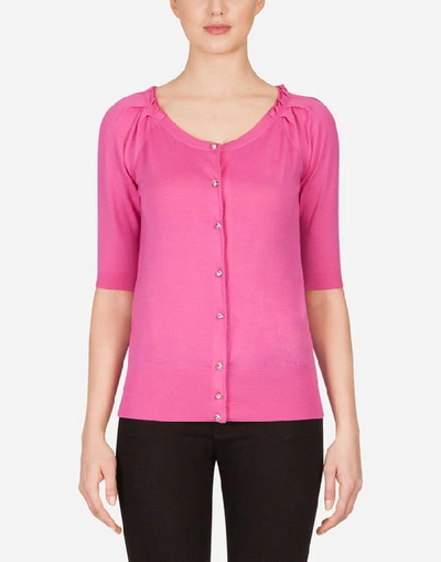 Dolce & Gabbana Wool Cardigan In Fuchsia