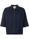 Thom Browne Piqué Cotton Oversized Pocket Polo In Blue