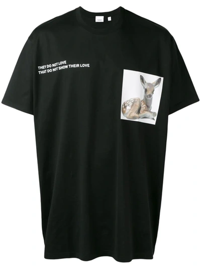 Burberry Bambi Print Cotton Jersey T-shirt In Black