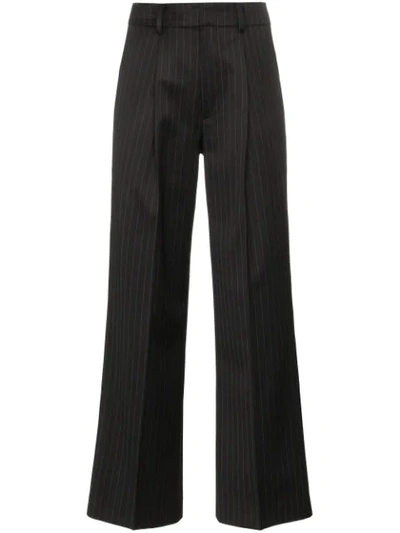 Ader Error Pinstripe Flared Trousers In Black