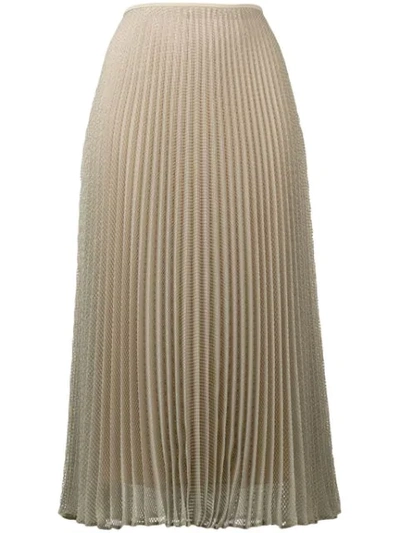 Fendi Pleated Textured Skirt In F07g8-avocado