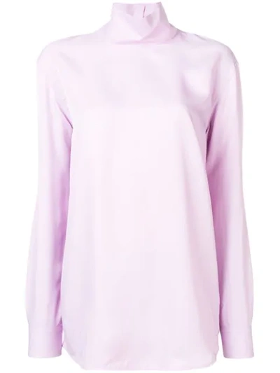 Helmut Lang High Neck Top In Purple