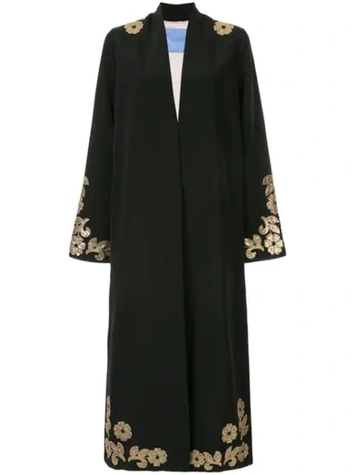 Macgraw Whiskey Embellished Robe Coat In Black