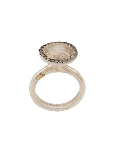Rosa Maria Pavé Set Plate Ring In Silver