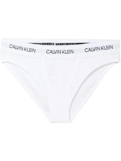 Calvin Klein Logo Band Briefs In 100 White