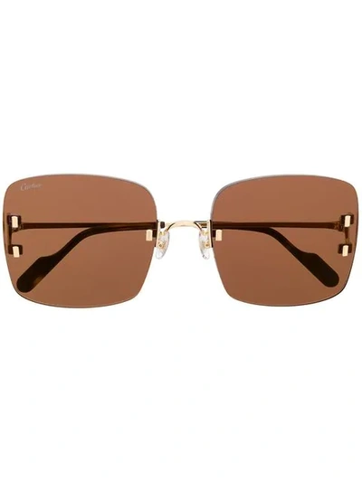 Cartier C Décor Rimless Square-frame Sunglasses In Gold