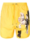 Neil Barrett Floral Beach Shorts In Yellow