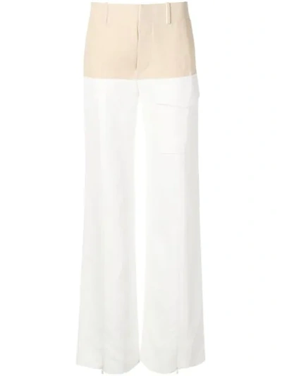 Chloé Contrast Panel Trousers In White