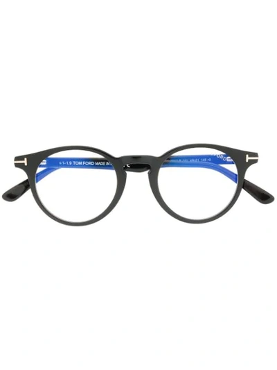 Tom Ford Round Frame Glasses In Black