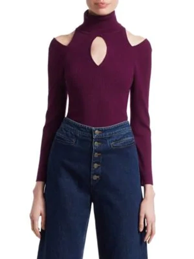 A.l.c Matera Cutout Turtleneck Sweater In Deep Orchid