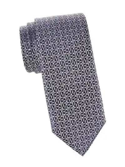 Charvet Neat Pattern Silk Tie In Navy